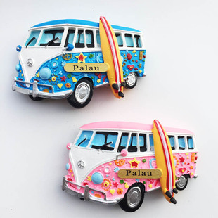 创意磁性冰箱贴 帕劳旅游纪念礼物立体休旅车手工彩绘装饰工艺品