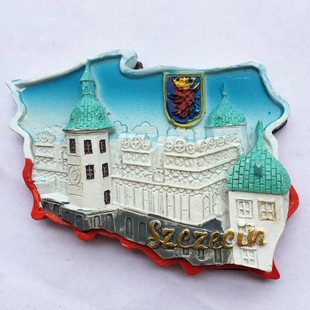 东欧旅游立体风景装饰冰箱贴 波兰特色地图旅游纪念磁性贴伴手礼