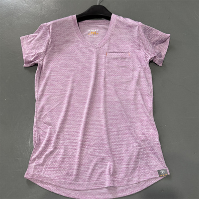 外贸ARIAT后印花速干T恤短袖透气舒适多色胖MM大码V领运动休闲衣