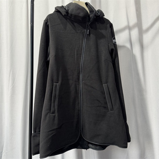 外贸 heim-made黑色连帽加厚外套女中长款拉链运动风外套