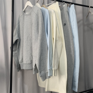 米白色套装 百搭直筒裤 女松紧腰抽绳香蕉弯刀休闲裤 4&6极简阔腿裤