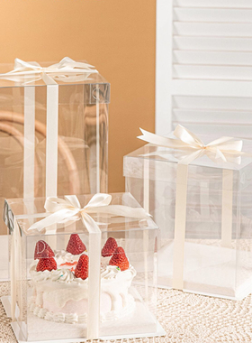 全透明蛋糕盒加高4/6/8/10/12寸单双层六寸八寸生日蛋糕盒子定制