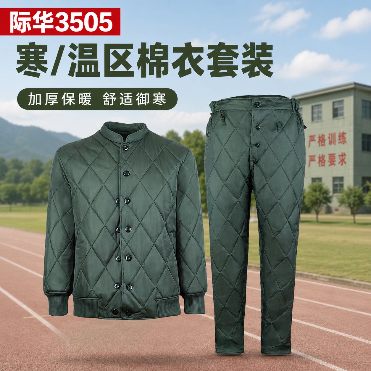 际华3505温区寒区军绿色军人棉衣棉袄制式单上衣棉衣套装