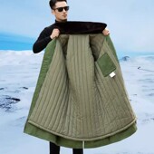 新款 军大衣冬季 加绒加厚保暖绿色东北棉袄棉大衣男劳保冷库防寒服