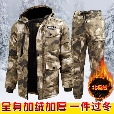 冬季工作服棉衣男潮加绒加厚棉袄