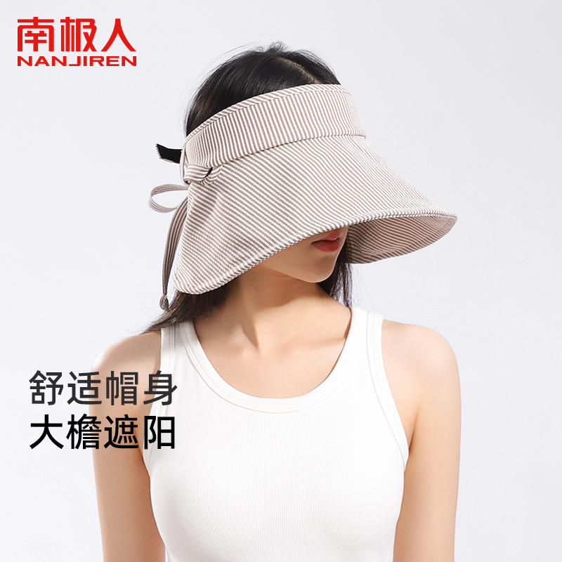 防晒帽女夏季大帽檐遮阳帽透气户外空顶帽遮脸渔夫帽百搭太阳帽J