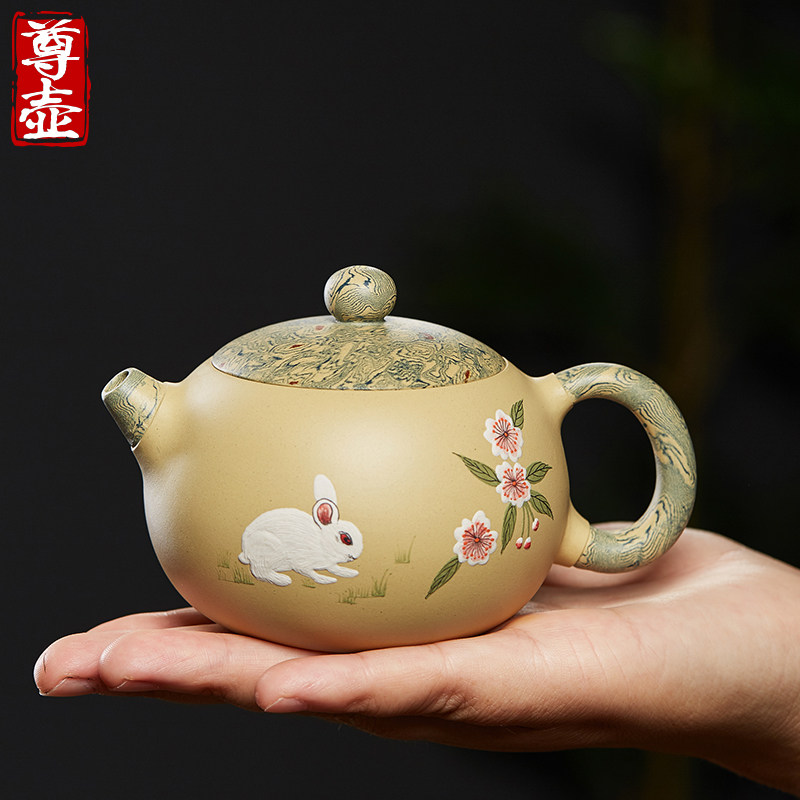 尊壶宜兴纯全手工紫砂壶名家正宗玉兔西施壶段泥绞泥茶壶单壶茶具,餐饮具,茶壶,淘宝优惠券,粉丝福利购,淘宝优惠卷