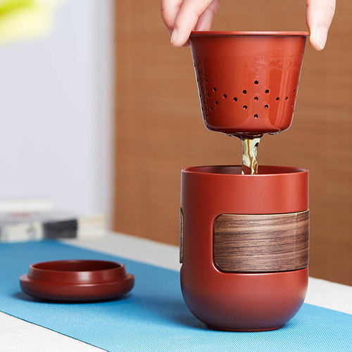 尊壶宜兴紫砂杯茶水分离便携盖杯