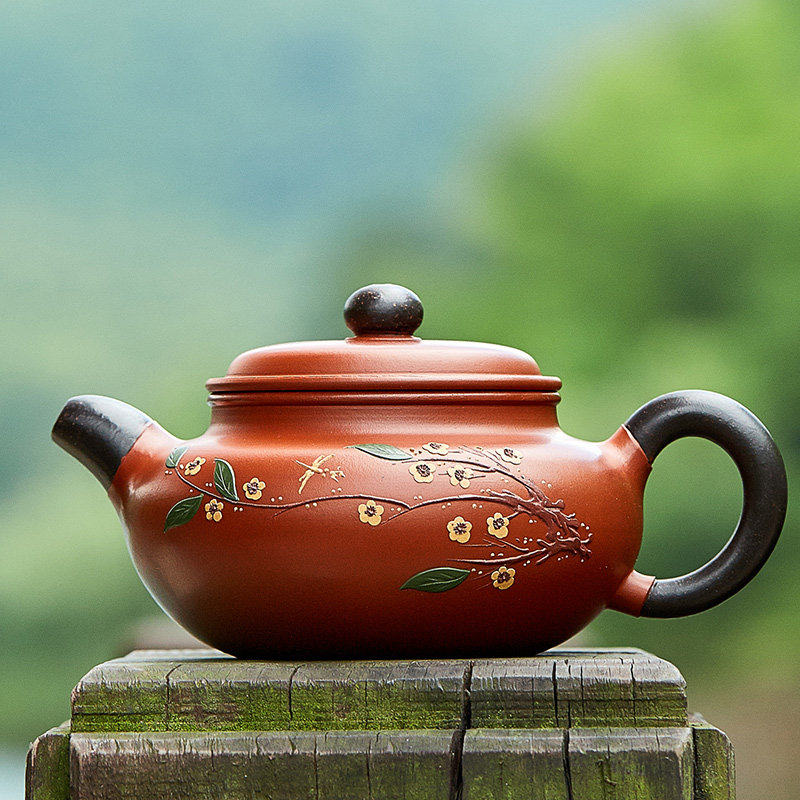 尊壶宜兴纯全手工泥绘紫砂壶原矿朱泥名家正宗泡茶壶功夫茶具正品