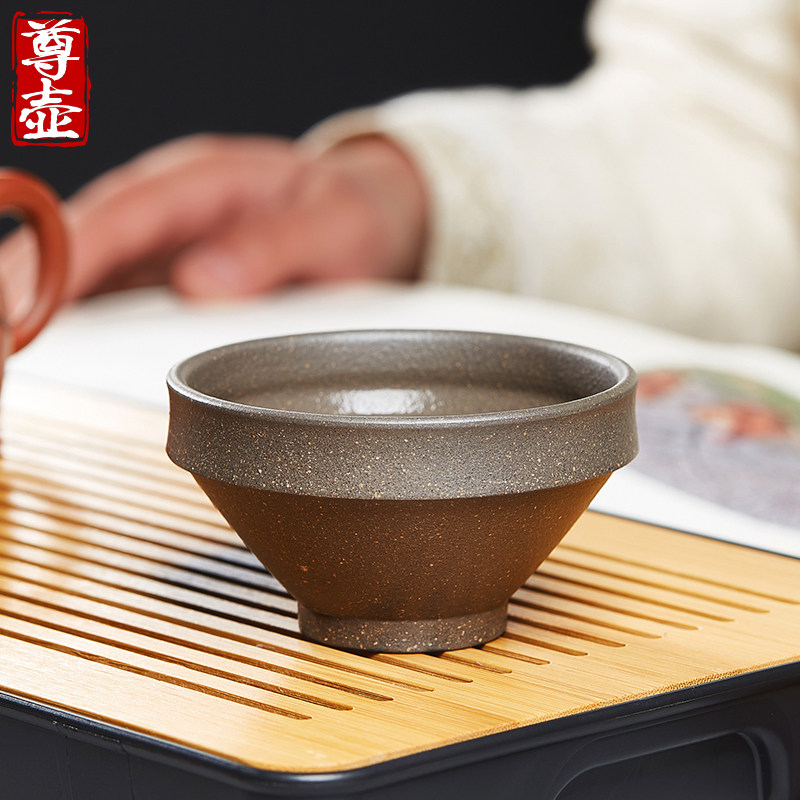 宜兴紫砂杯天青泥斗笠主人杯小茶杯子品茗杯茶碗茶盏陶瓷功夫茶具