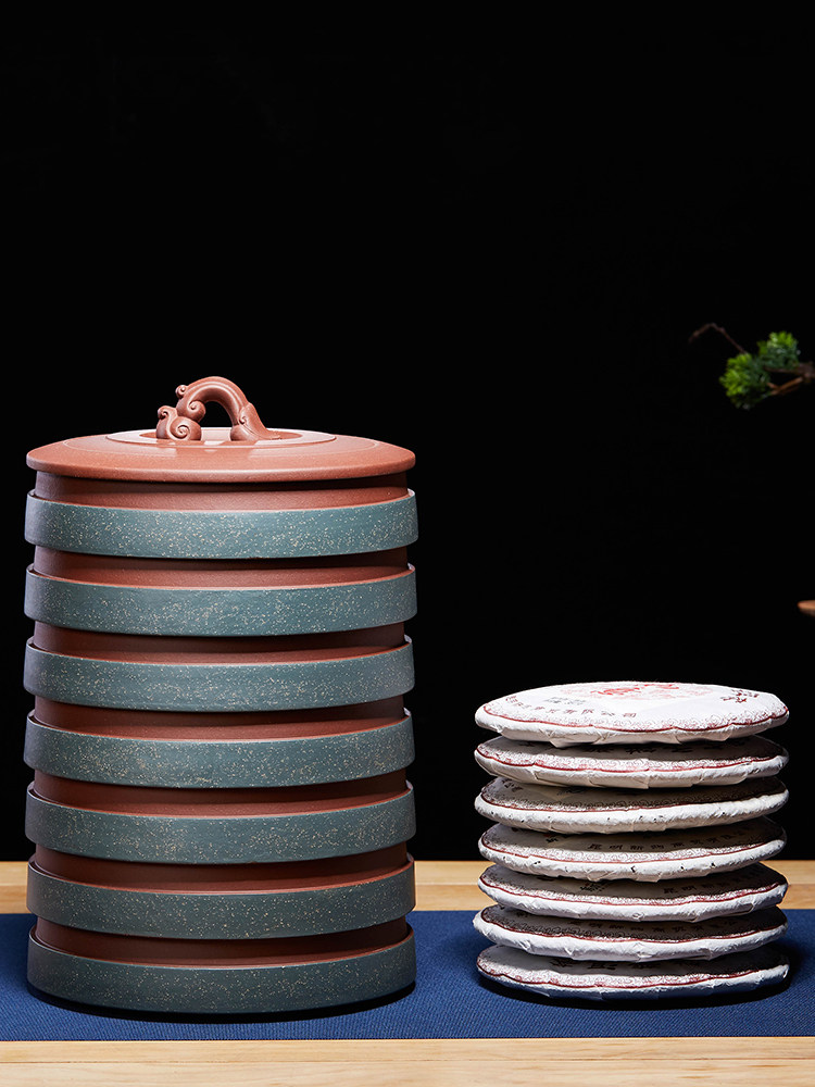 宜兴紫砂茶叶罐储存茶缸普洱茶饼收纳包装醒茶罐陶瓷密封罐子茶仓