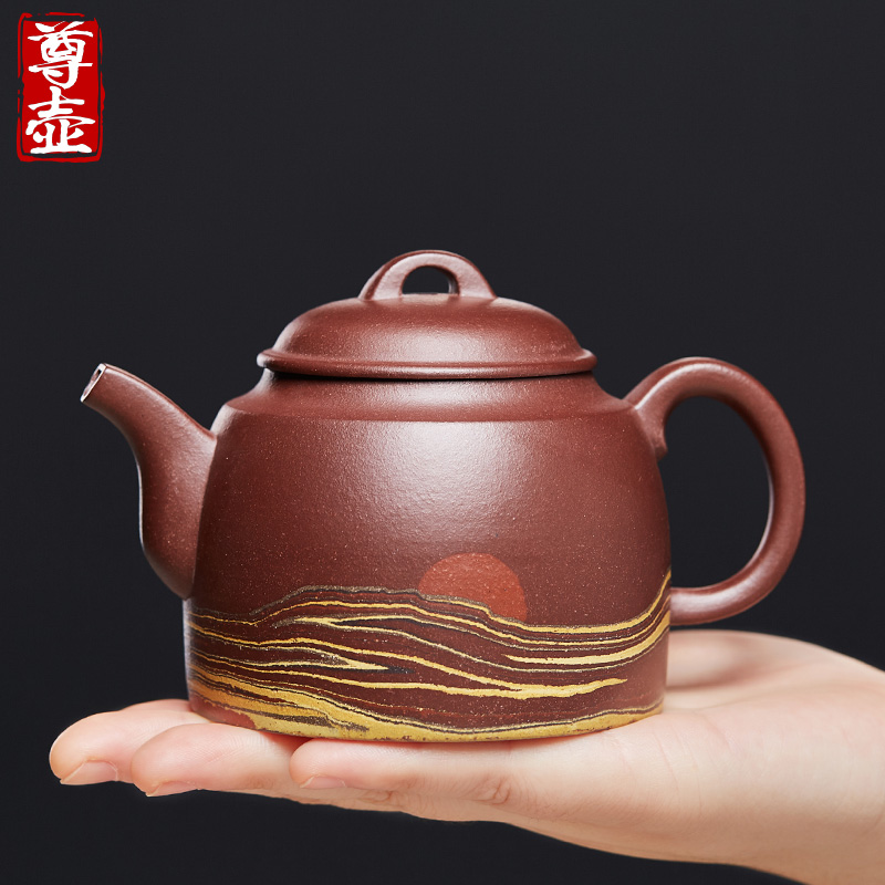 尊壶宜兴手工紫泥绞泥秦权紫砂壶