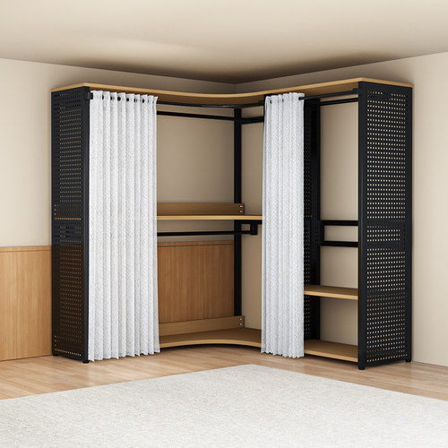 转角衣帽架多功能带防尘帘衣柜