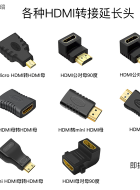 电脑显卡单反机Micro mini 迷你HDMI转接头公转母耳朵弯头90270度