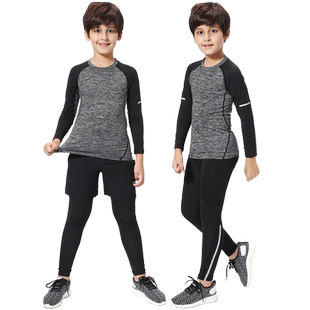 儿童打球紧身衣加绒训练服男女童运动套装篮球服内搭打底篮球内衣