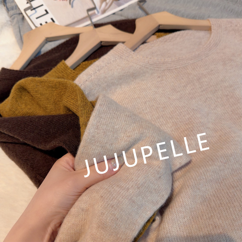 牦牛绒16支 双股！圆领高定王炸绵羊毛纯色秋冬针织衫打底毛衣女