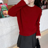 女装 上衣套头毛衣长袖 新款 女打底衫 百搭气质针织衫 2024冬季