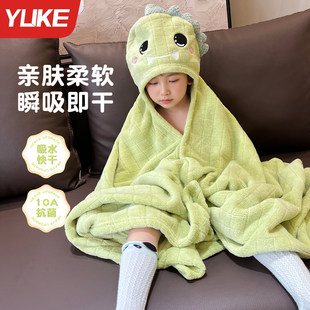 儿童浴巾女斗篷带帽比纯棉吸水婴儿洗澡浴袍男宝宝可穿式 可裹超软