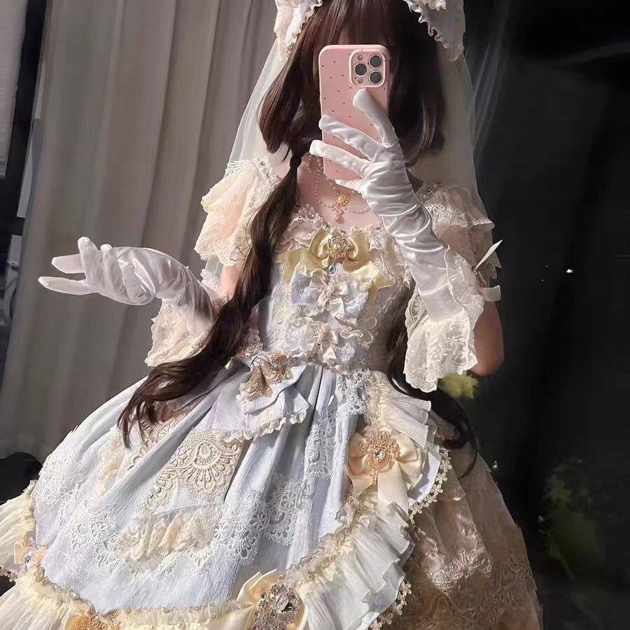 lolita裙子华丽花嫁连衣裙连衣裙