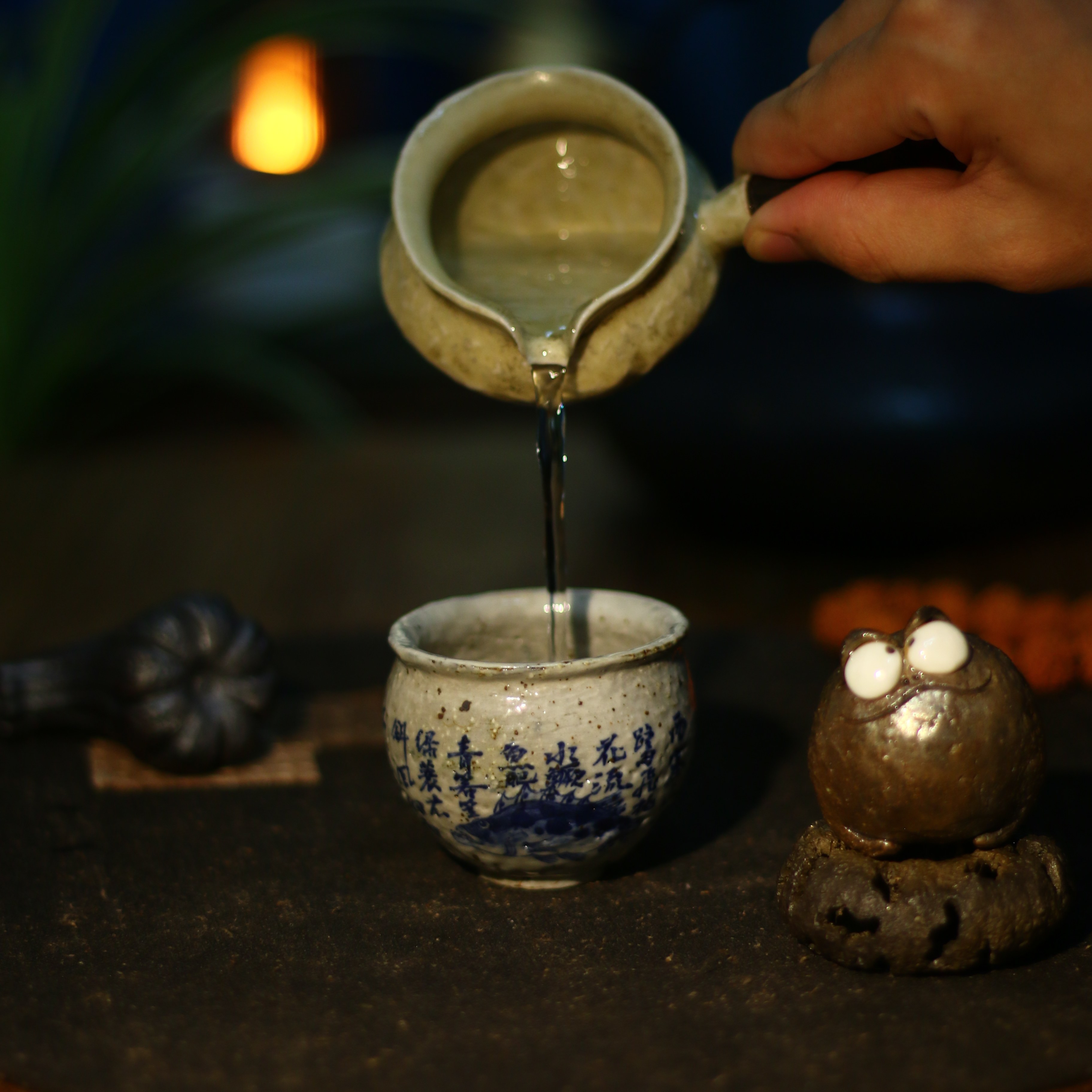 耕物集景德镇手作陶泥手绘鱖鱼杯复古主人杯