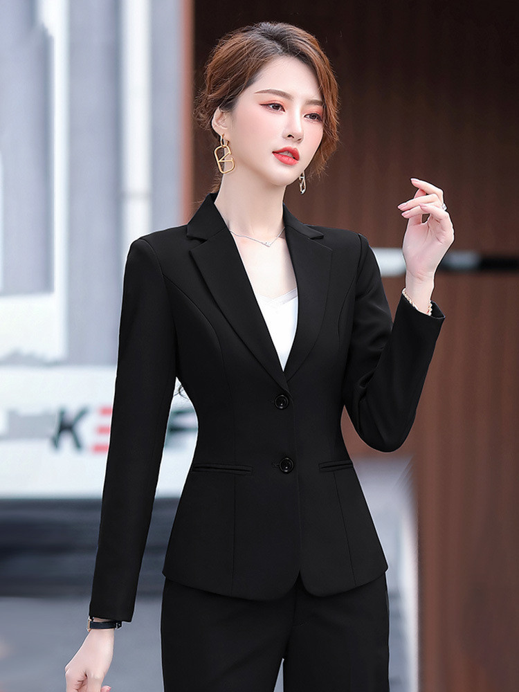 黑色西装外套女大学生面试气质女神范酒店工作服西服套装职业正装