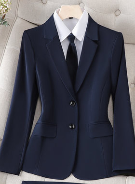 职业西服外套女春秋正装大学生面试工装气质轻职场工作服西装套装