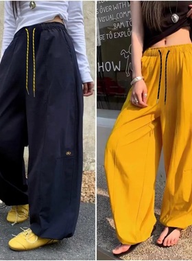 2025夏季alo刺绣神裤薄款宽松直筒运动长裤阔腿裤速干弯刀休闲裤