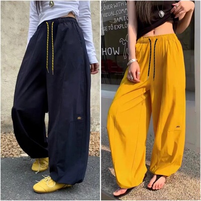 2025夏季alo刺绣神裤薄款宽松直筒运动长裤阔腿裤速干弯刀休闲裤