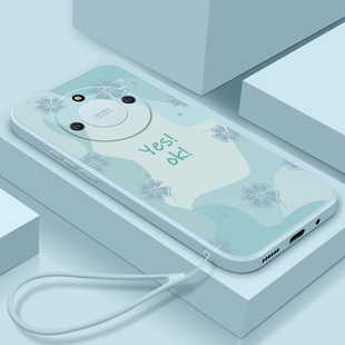 适用于华为荣耀x40手机壳直边液态硅胶荣耀x40i全包保护防摔超薄新款 保护套男女软ins网红情侣潮外壳 简约个性