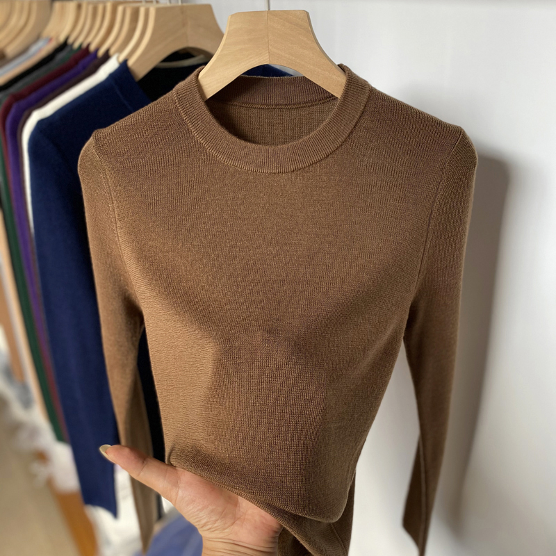 100%精纺美丽诺羊毛针织打底衫女