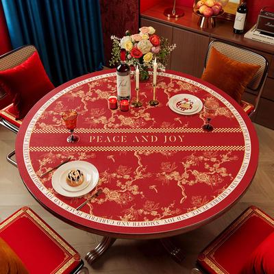 德国风红色防油桌布圆形保护垫
