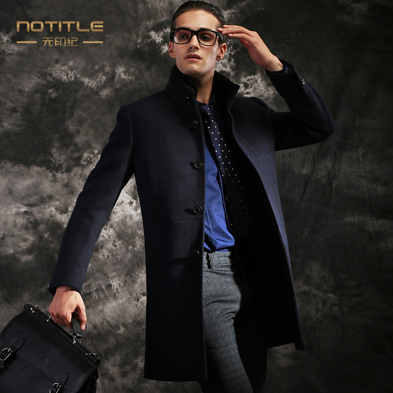 高端水貂立领羊绒大衣2025秋冬季中长款绅士商务男士毛呢外套修身