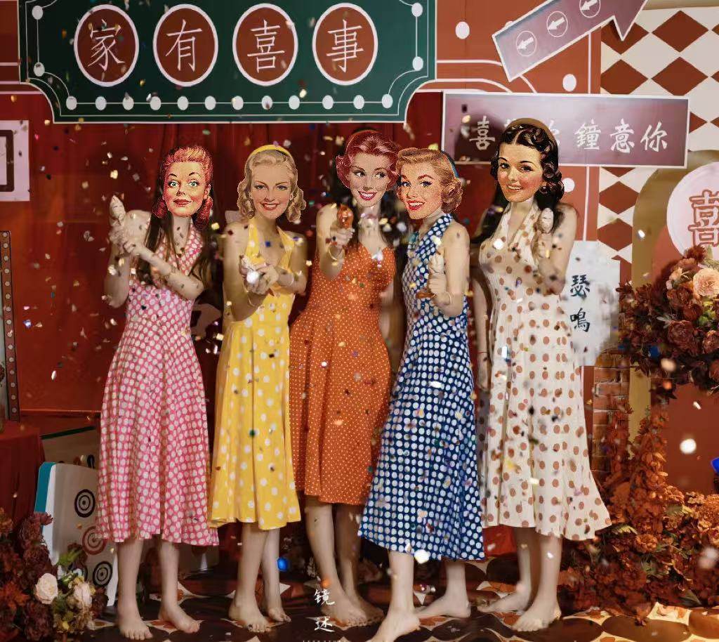 港风复古气质波点显瘦法式年代感度假女装舞蹈写真表演大摆连衣裙