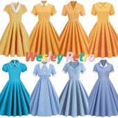 法式 温柔港风女神复古甜美显瘦收腰赫本风气质大摆中长连衣裙女夏