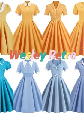 法式温柔港风女神复古甜美显瘦收腰赫本风气质大摆中长连衣裙女夏