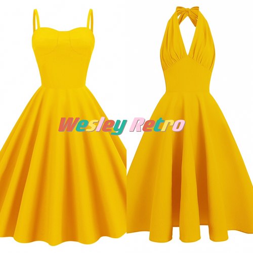 港风复古性感挂脖闺蜜写真连衣裙