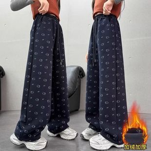 女童加绒加厚裤子冬装2026新款洋气儿童一体绒女孩大童冬季运动裤
