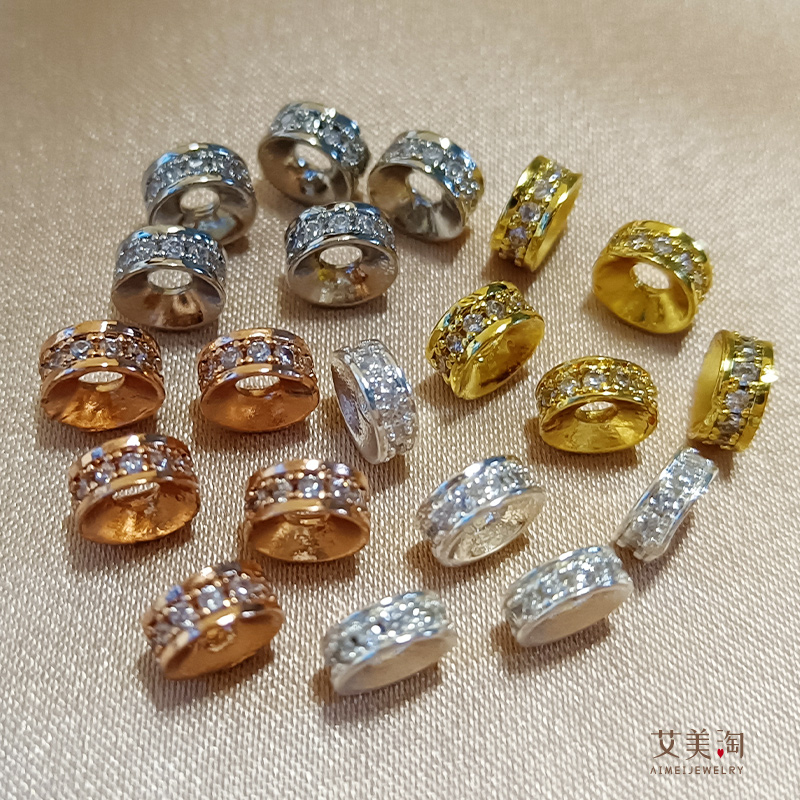 18K金色铜微镶锆石圆形隔片饰品图片