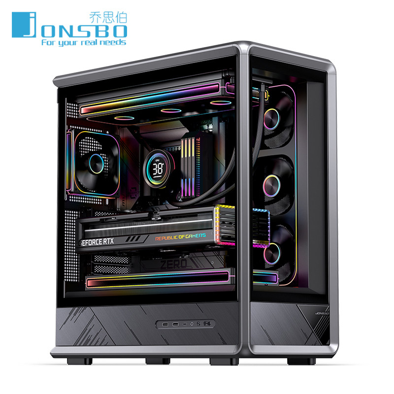 乔思伯D401海景房背插ATX竖装显卡玻璃侧透360水冷游戏电脑机箱