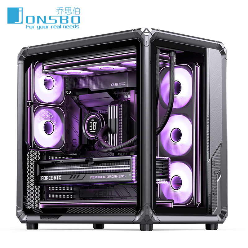 乔思伯X400Pro铝合金海景房玻璃侧透ATX背插360水冷游戏电脑机箱