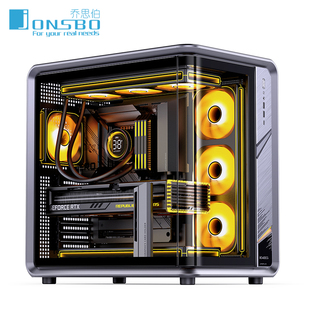 乔思伯BO400CG无立柱海景房铝合金曲面玻璃360水冷ATX电脑机箱