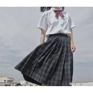 墨绿格优等生JK制服格裙学院中长百褶裙半身裙 深夜幻境 海苔