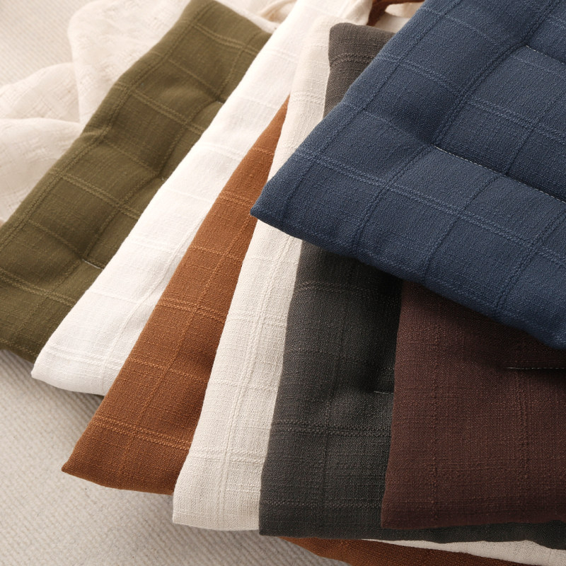 简约复古格子薄款坐垫四季通用防滑餐椅子垫定制凳屁座垫子办公室