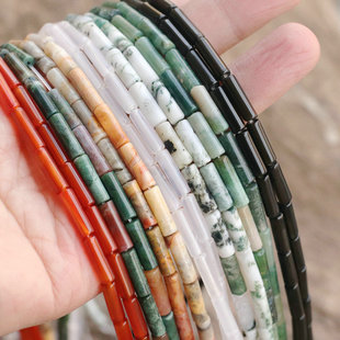 4*13mm小圆管珠天然玛瑙红玛瑙黑玛瑙圆管散珠子串条 diy饰品配件