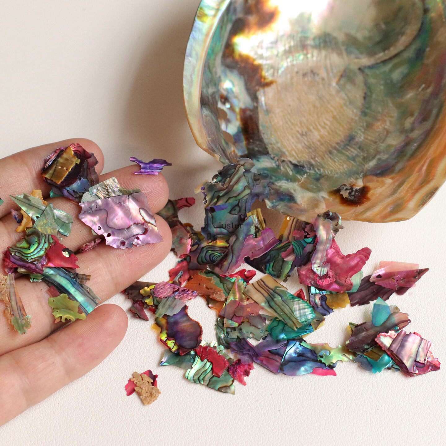 天然鲍贝日系美甲饰品薄鲍鱼贝彩色贝壳片碎片指甲贴片饰品批发