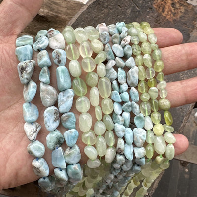 天然水晶玉石碎石散珠串条拉利玛