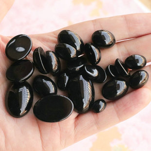 黑玛瑙色蛋形戒面仿天然石玛瑙水晶玻璃戒面手工饰品diy材料配件