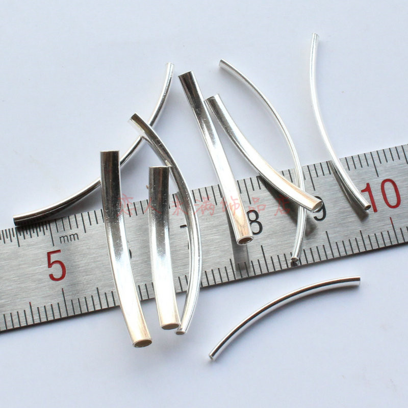 5-3mm扁弯管 s925纯银空心扁管隔珠 diy饰品配饰手串项链配件