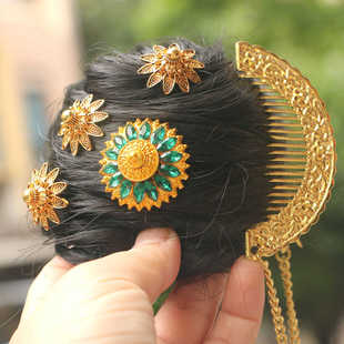 新款 网红百搭仿真小金梳子 傣族头饰小金梳子爆款民族复古古风