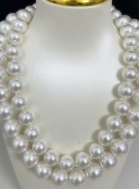 高端贝壳珍珠项链妈妈项链串链白色 奢华定制款珍珠12 14mm